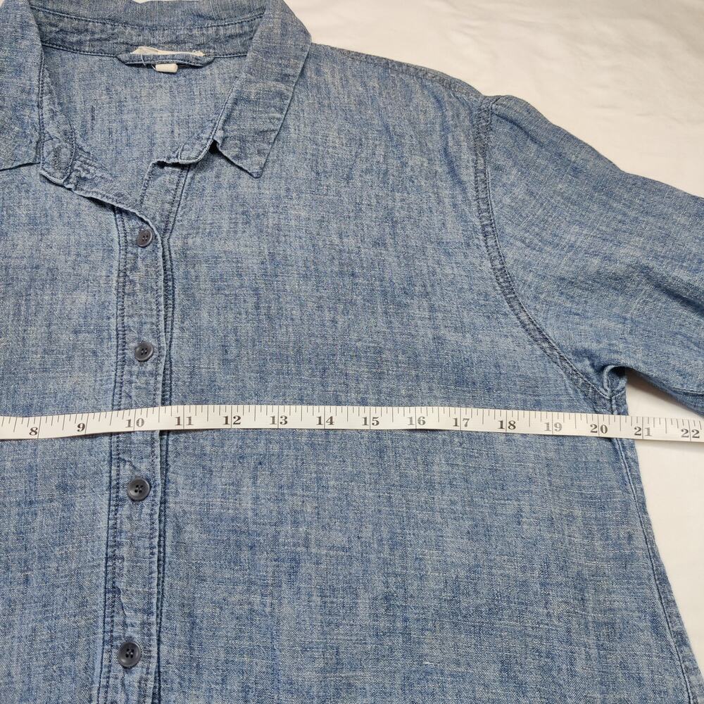 Eileen Fisher Hemp Organic Cotton Chambray Blue Tunic Dress Medium Lagenlook - Picture 6 of 11